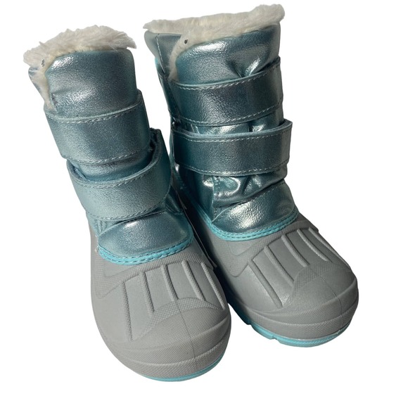 Cat & Jack Girls Blue Snow Boots Faux Fur Size 10 Toddlers - Picture 6 of 7